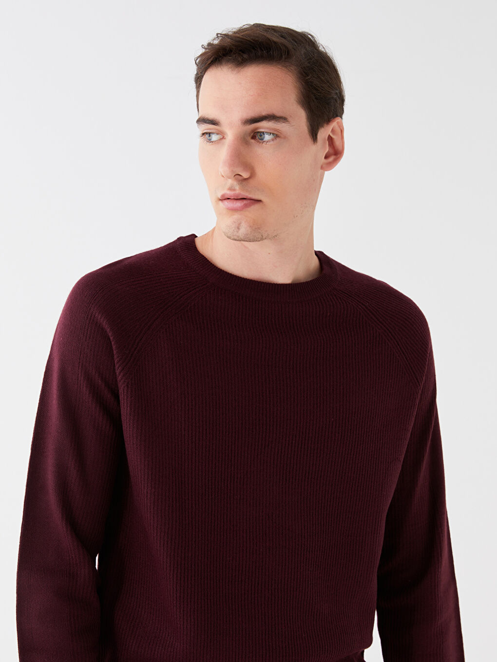 XSIDE Crew Neck Long Sleeve Men's Tricot Sweater -W37480Z8-RQJ