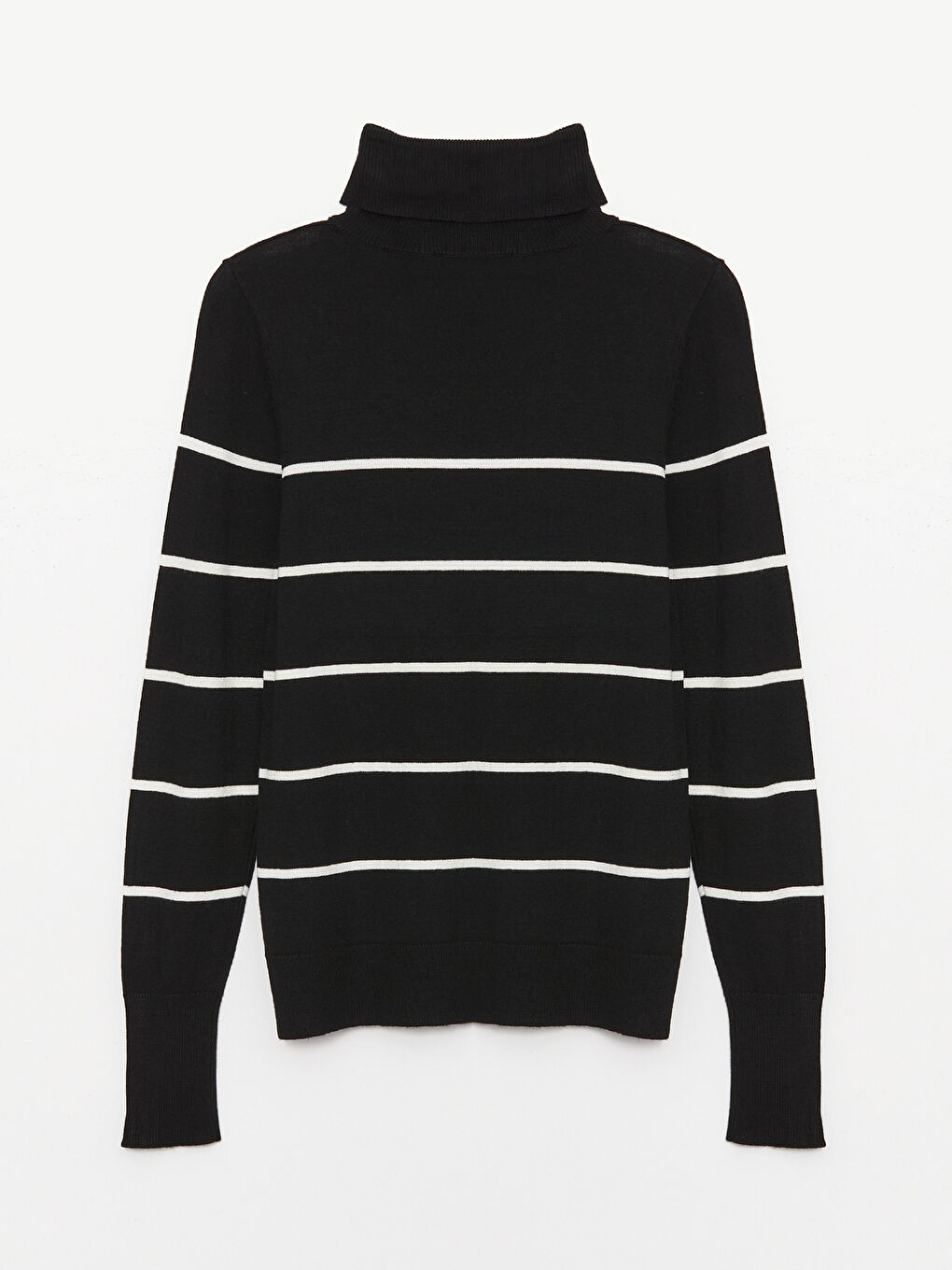 Turtleneck Striped Long Sleeve Women's Tricot Sweater-6