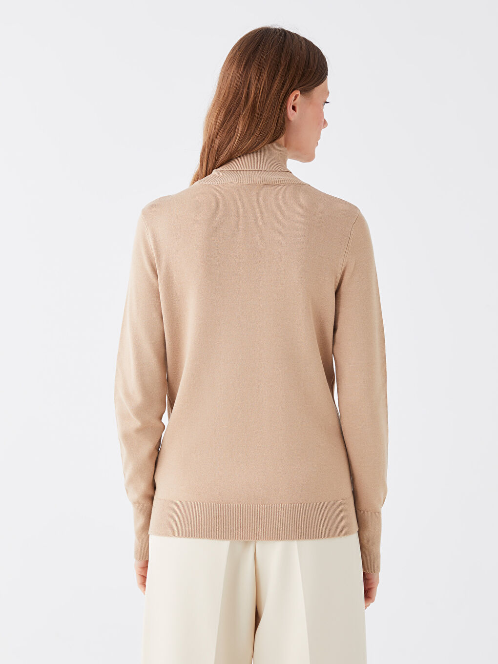 LCWAIKIKI Basic Pull-over Uni à Manches Longues pour Femmes en Tricot avec Col roulé -W37482Z8-GGL