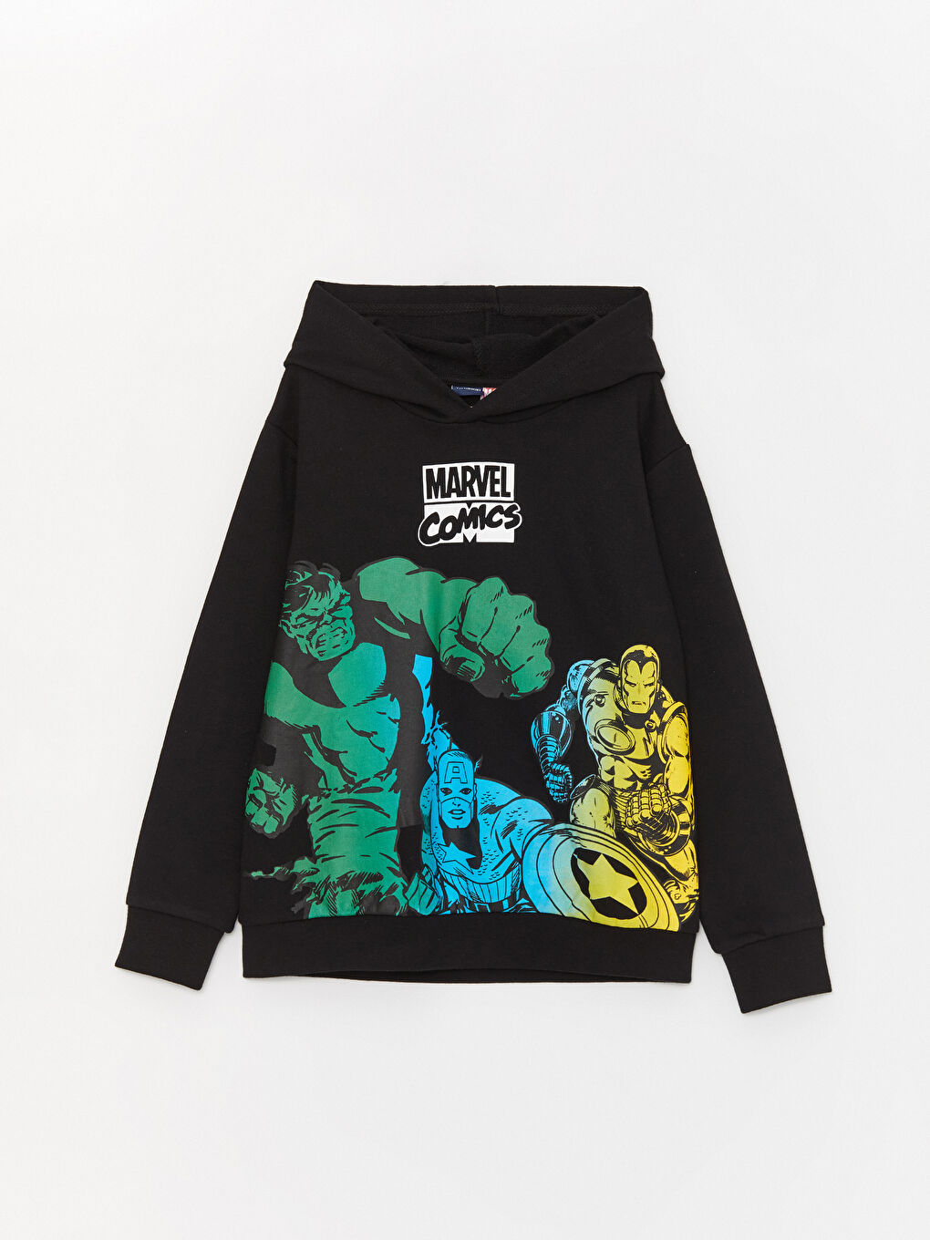 LCW Kids Yeni Siyah Marvel Baskılı Uzun Kollu Erkek Çocuk Hoodie