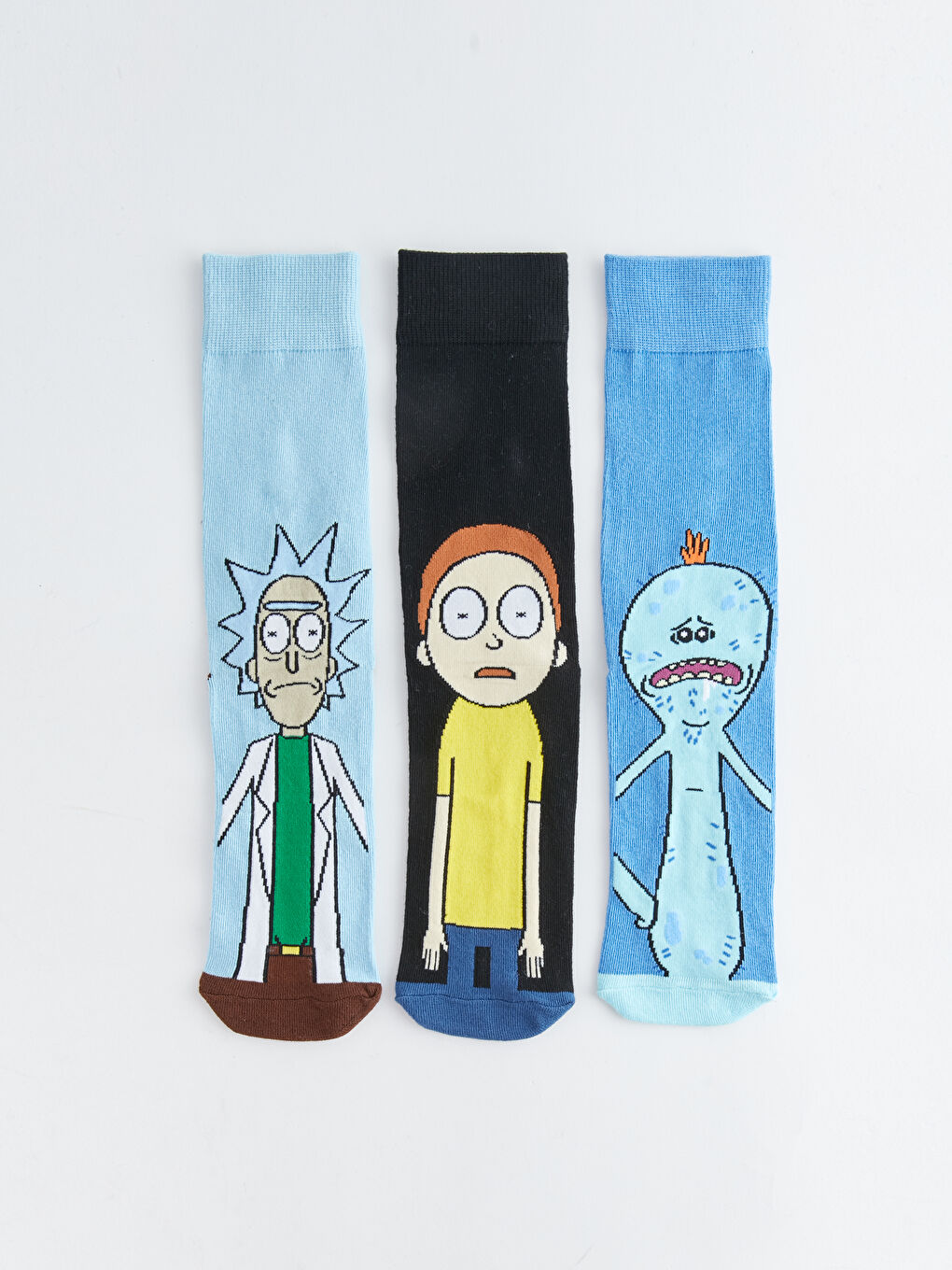 LCW ACCESSORIES Karışık Renk İpliği Boyalı Rick and Morty Baskılı Erkek Soket Çorap 3'lü