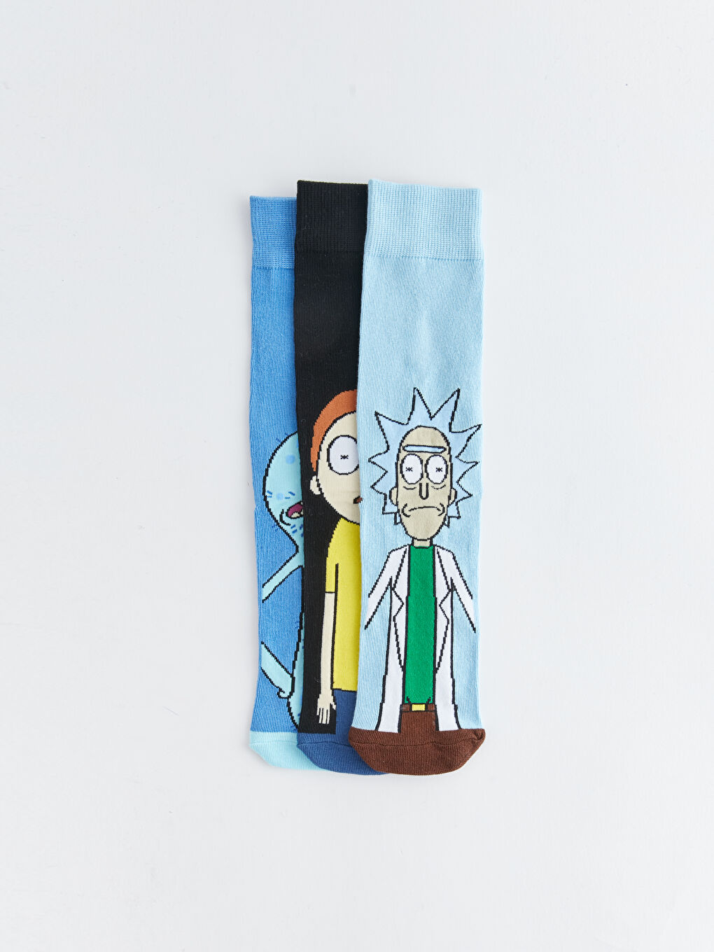 LCW ACCESSORIES Karışık Renk İpliği Boyalı Rick and Morty Baskılı Erkek Soket Çorap 3'lü - 1