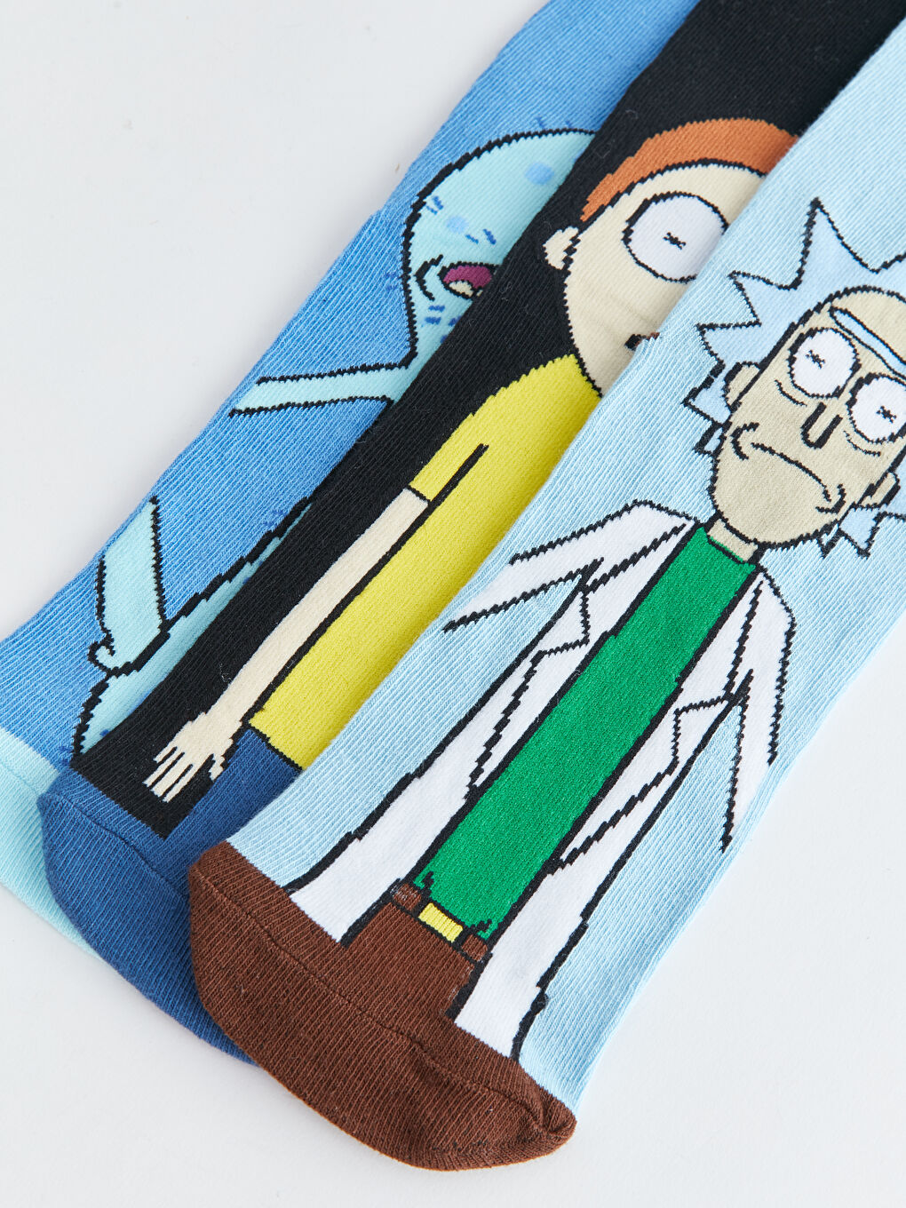 LCW ACCESSORIES Karışık Renk İpliği Boyalı Rick and Morty Baskılı Erkek Soket Çorap 3'lü - 2