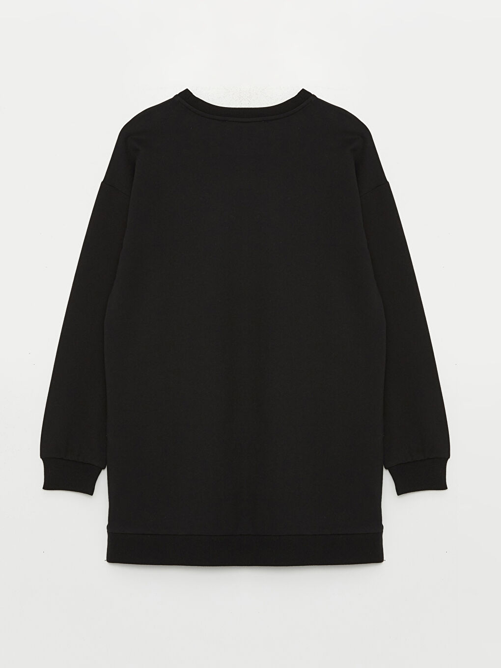 Siyah Bisiklet Yaka Payet İşlemeli Uzun Kollu Oversize Kadın Tunik-6