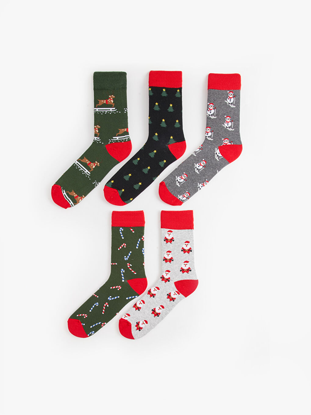LCW ACCESSORIES Weihnachtsthema Crew-Socken für Herren 5er-Pack -W37543Z8-K00