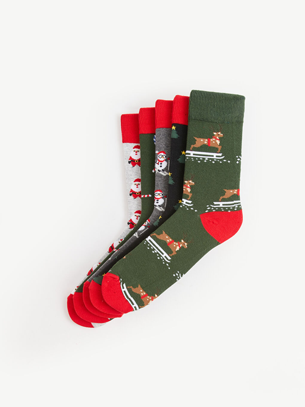 LCW ACCESSORIES Weihnachtsthema Crew-Socken für Herren 5er-Pack -W37543Z8-K00