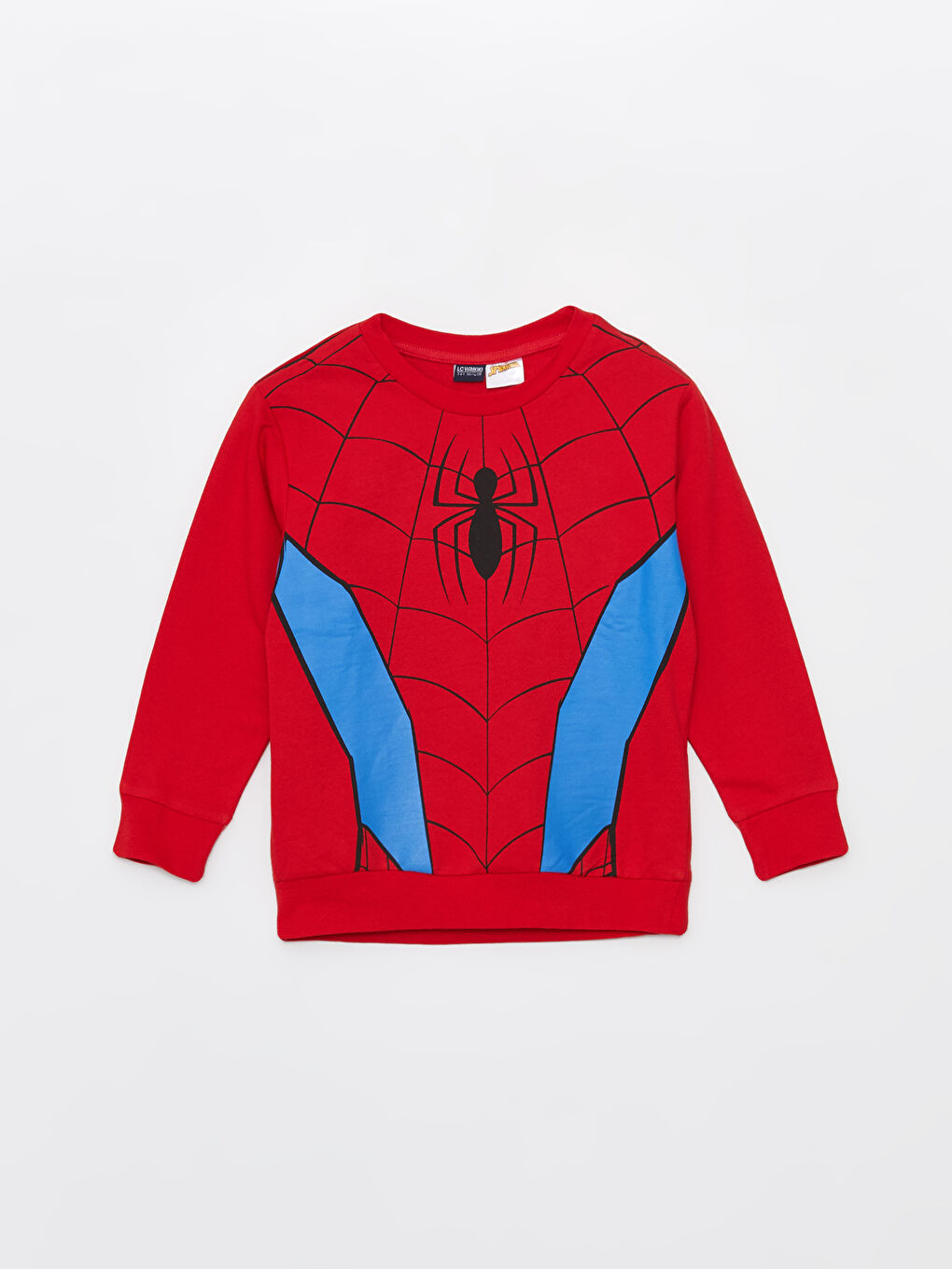 Kırmızı Bisiklet Yaka Spider-Man Baskılı Uzun Kollu Erkek Çocuk Sweatshirt ve Eşofman Altı-1