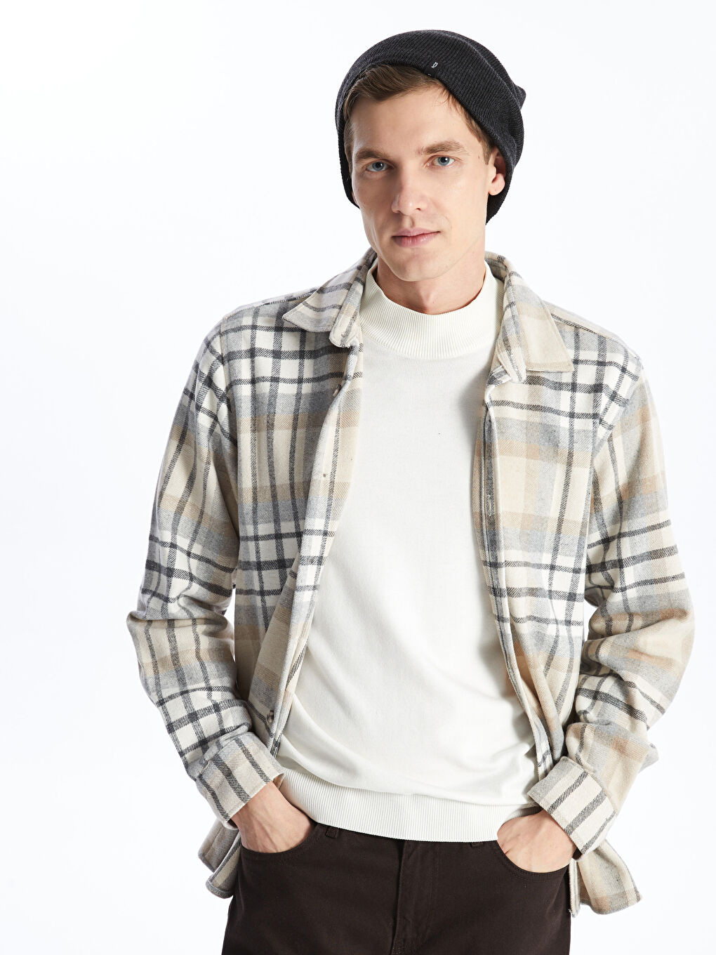 Antrasit Etiket Detaylı Erkek Triko Bere