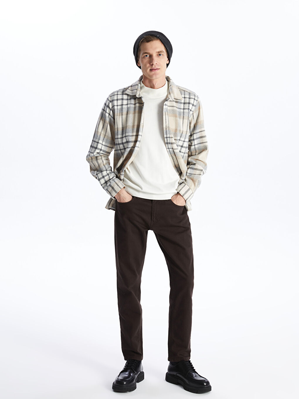 Antrasit Etiket Detaylı Erkek Triko Bere-1