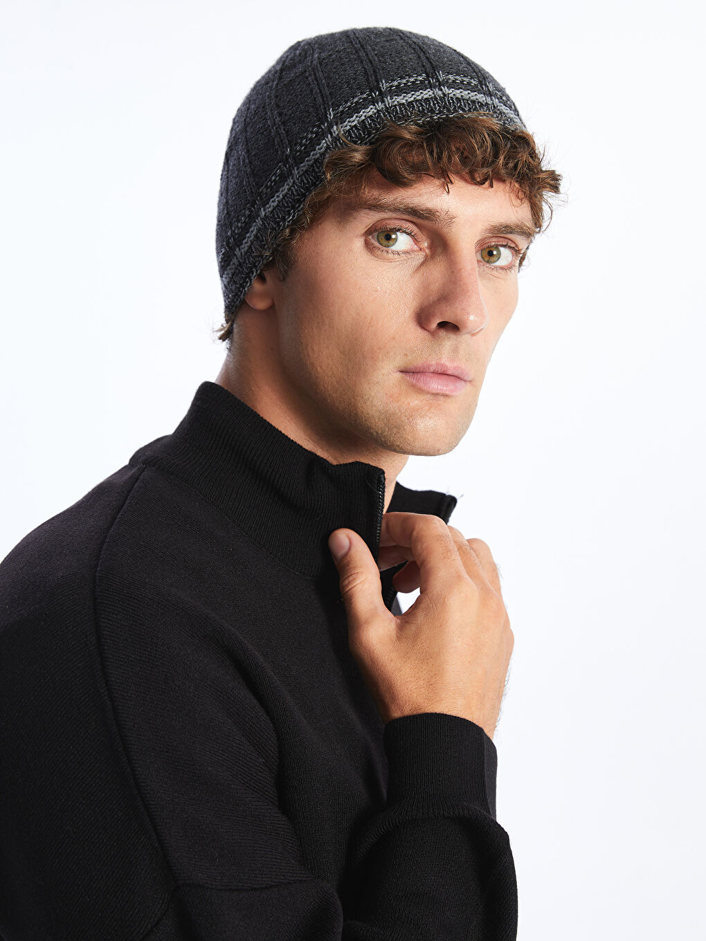 Patterned Men's Tricot Beanie