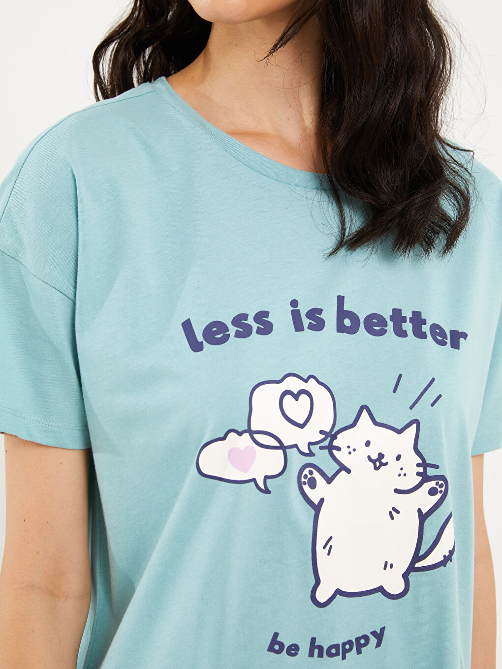 Mor Bisiklet Yaka Baskılı Kısa Kollu Kadın Pijama Takımı-3