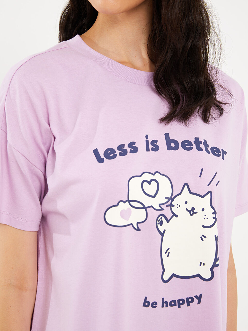 Crew Neck Printed Short Sleeve Women's Nightdress-4