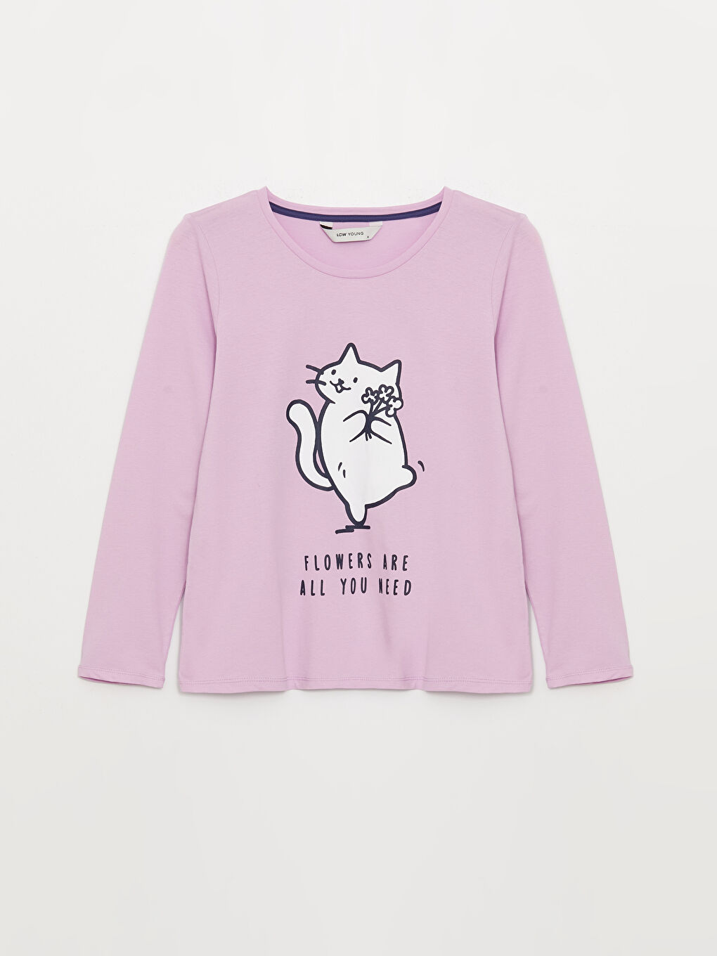 طقم بيجامة بياقة دائرية كم قصير مطبوع للسيدات-6