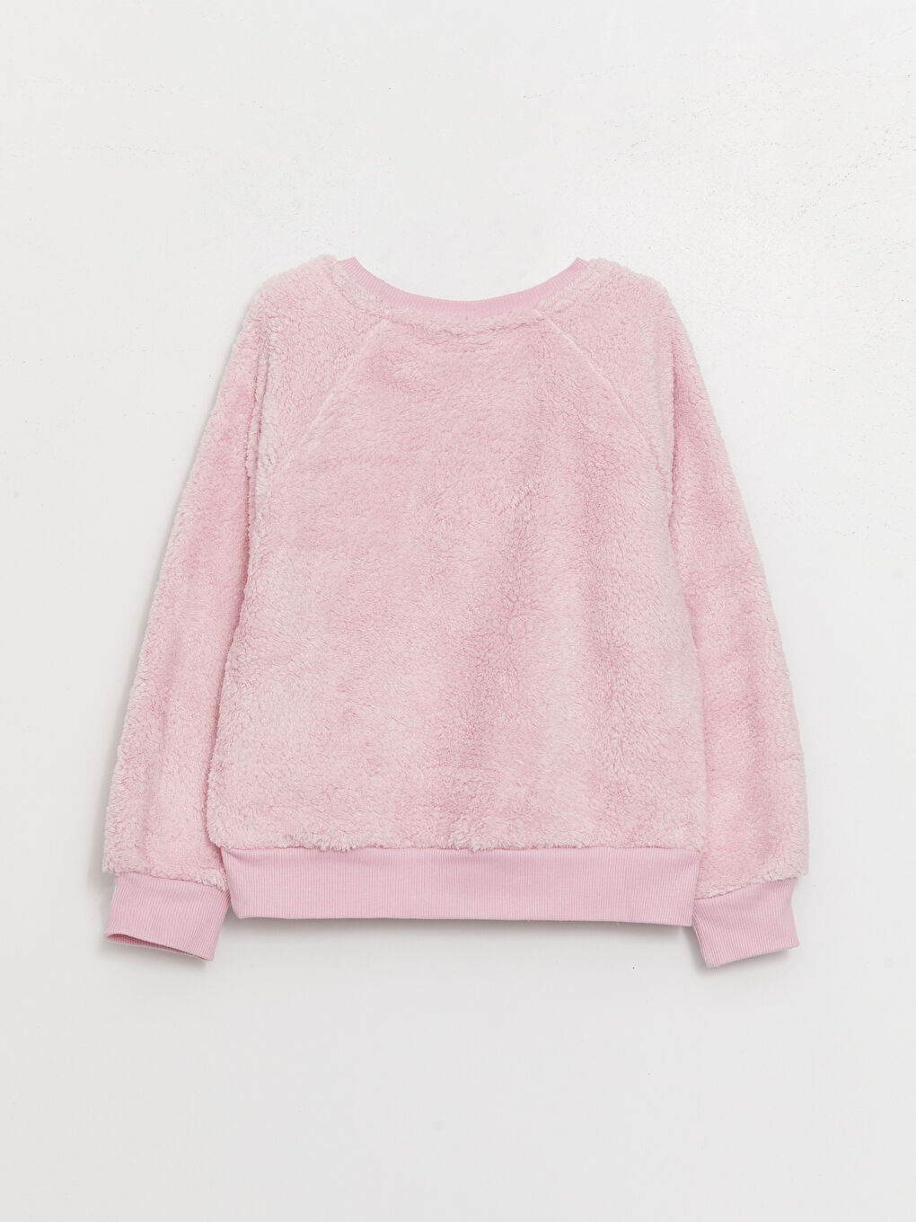 LCW Kids Lila Bisiklet Yaka Nakışlı Uzun Kollu Kız Çocuk Pelüş Sweatshirt - 4