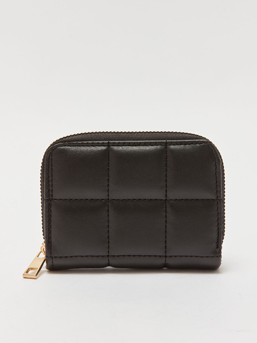 Siyah Deri Görünümlü Kapitoneli Kadın Cüzdan