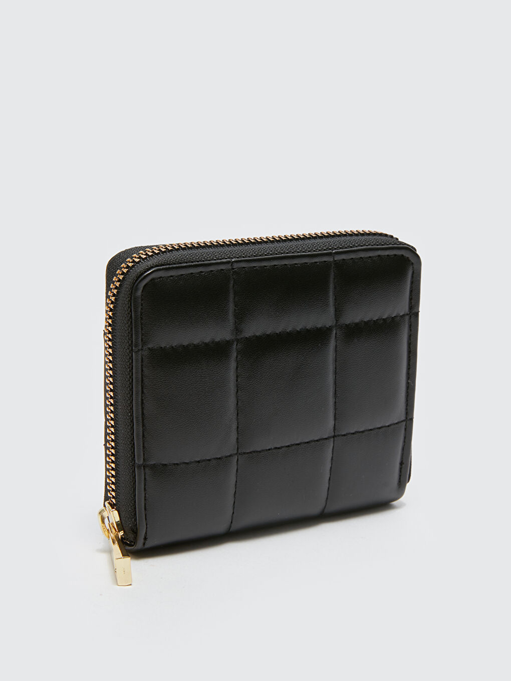 Siyah Deri Görünümlü Kapitoneli Kadın Cüzdan-3
