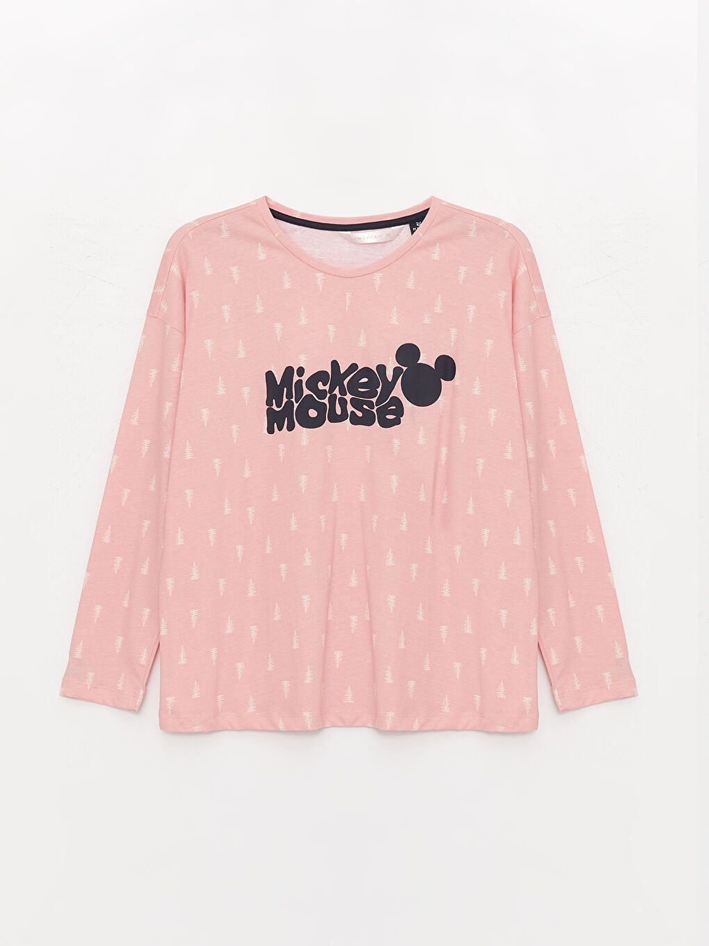 LCW DREAM Mat Pembe Baskılı Bisiklet Yaka Mickey Mouse Baskılı Uzun Kollu Kadın Pijama Takımı - 6