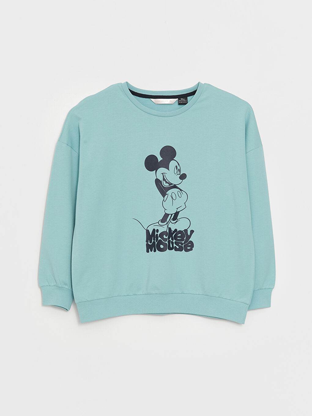 LCW DREAM Pastel Yeşil Bisiklet Yaka Mickey Mouse Baskılı Uzun Kollu Kadın Pijama Takımı - 5