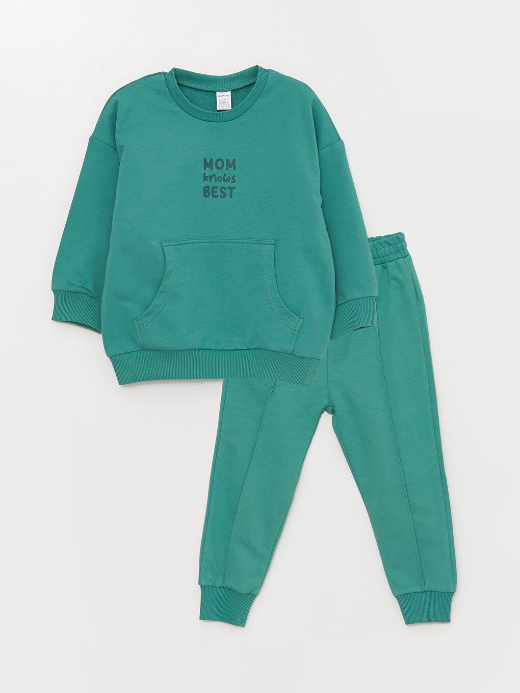 Yeşil Bisiklet Yaka Erkek Bebek Sweatshirt ve Eşofman Alt 2'li-3