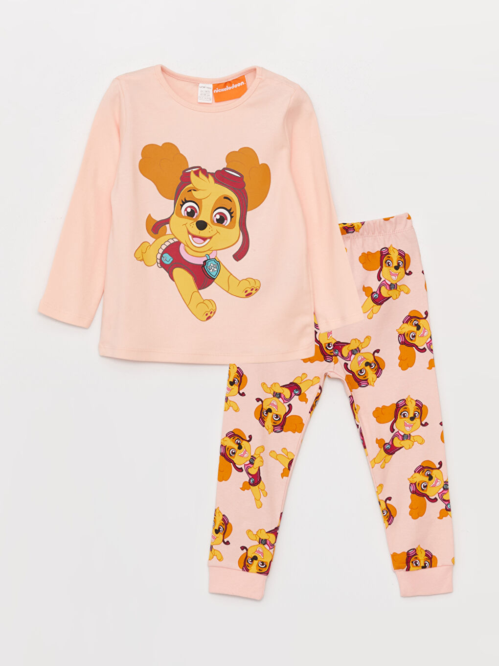 LCW baby Pembe Bisiklet Yaka Uzun Kollu Paw Patrol Baskılı Kız Bebek Pijama Takım - 3