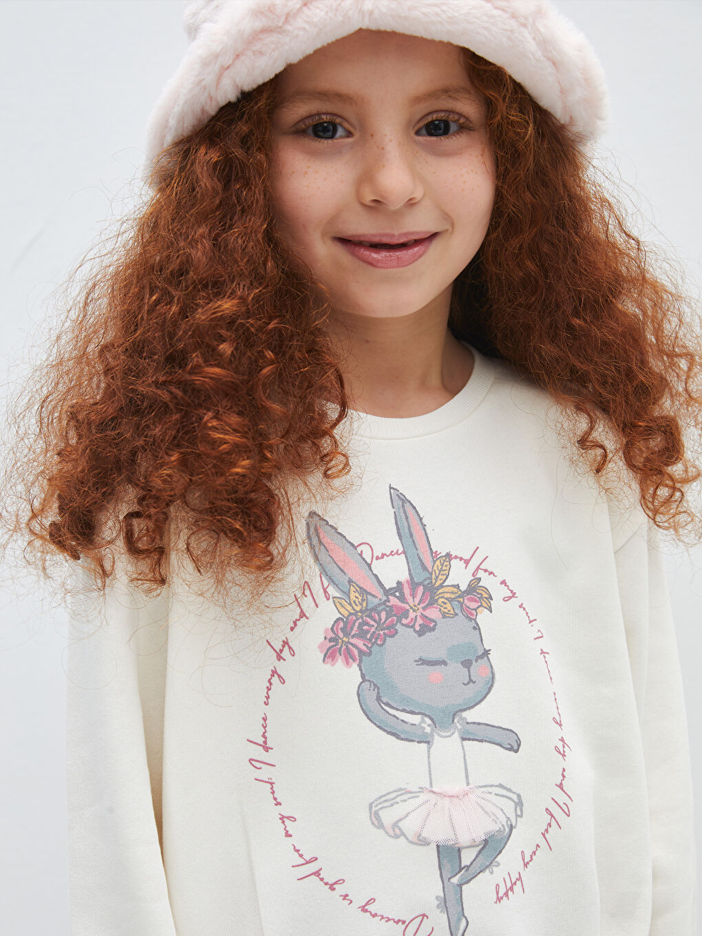 LCW Kids Ekru Bisiklet Yaka Baskılı Uzun Kollu Kız Çocuk Sweatshirt - 2