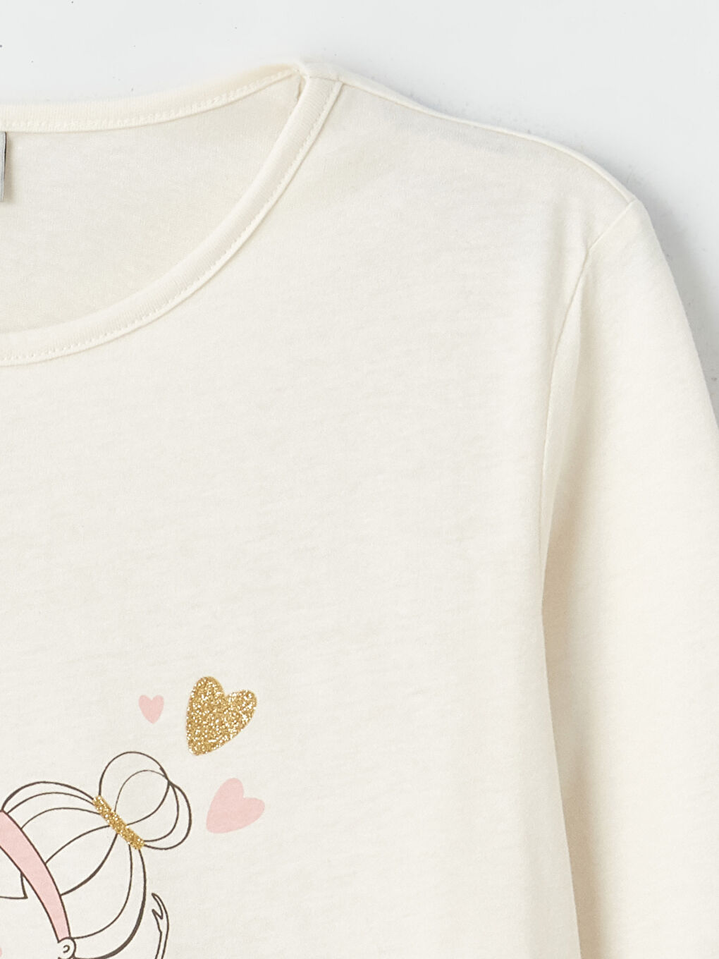 Crew Neck Printed Long Sleeve Girls' T-Shirt-1