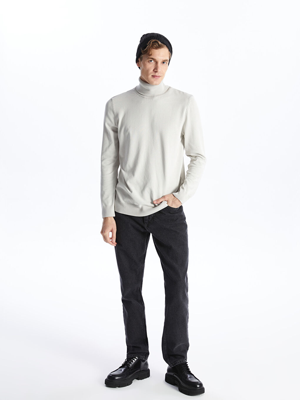 Siyah Kendinden Desenli Erkek Bere-1