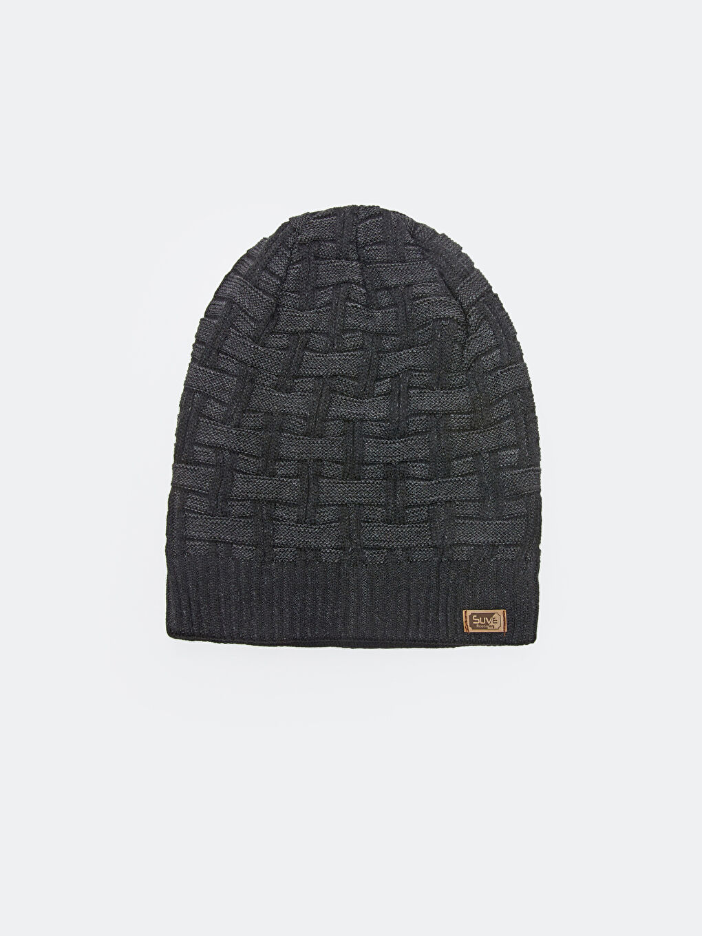 Siyah Kendinden Desenli Erkek Bere-2