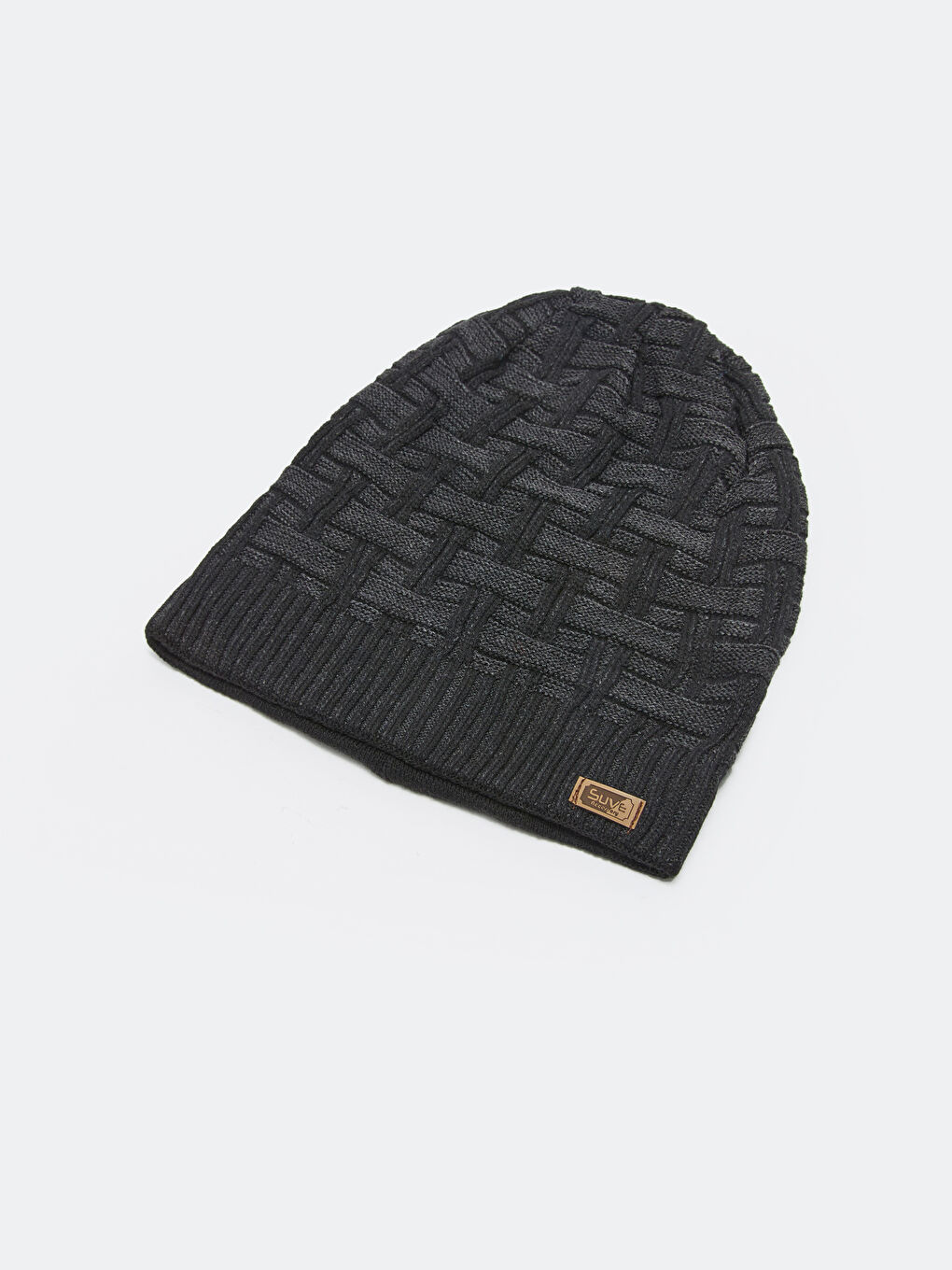 Siyah Kendinden Desenli Erkek Bere-3