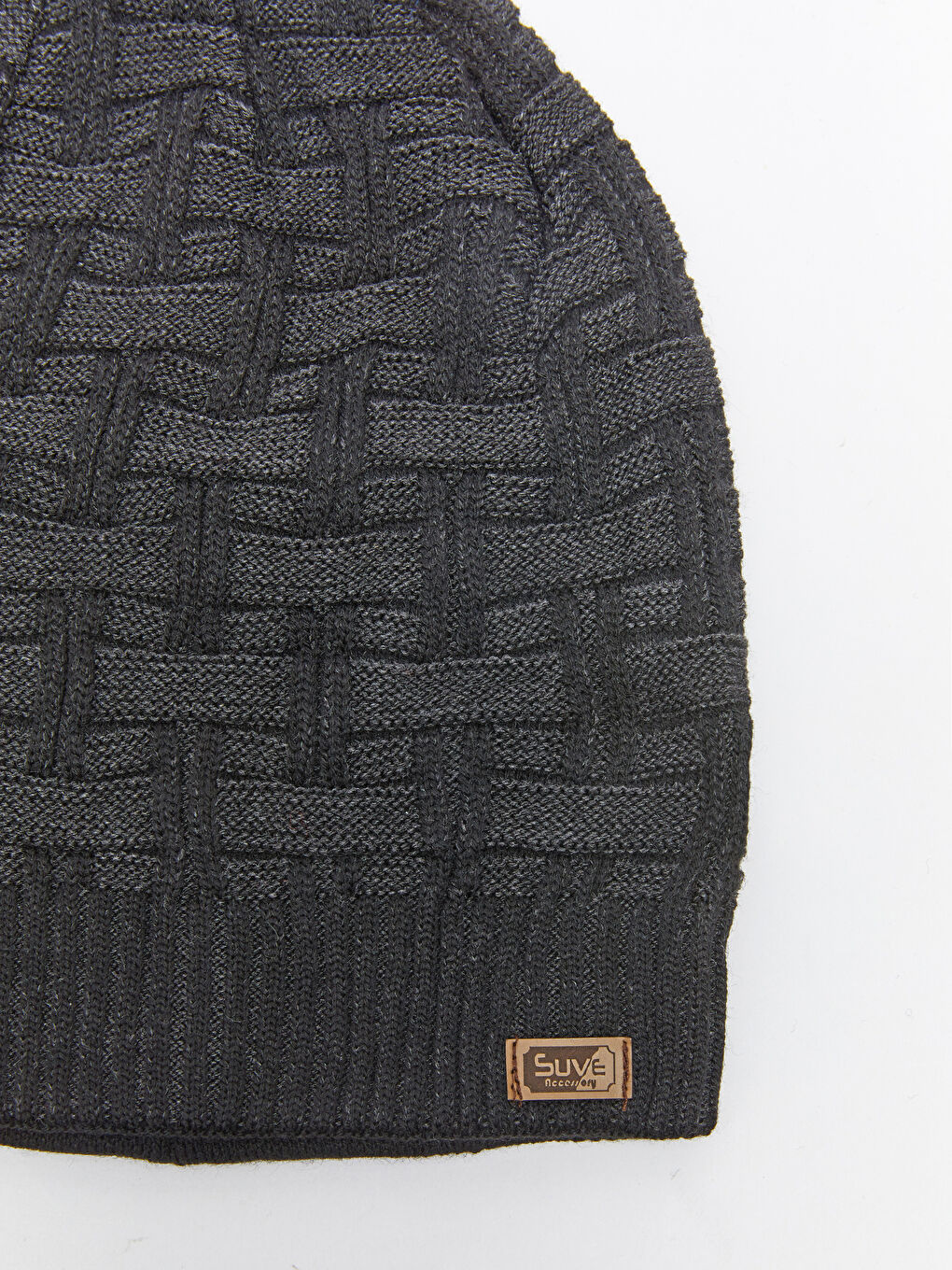 Siyah Kendinden Desenli Erkek Bere-4