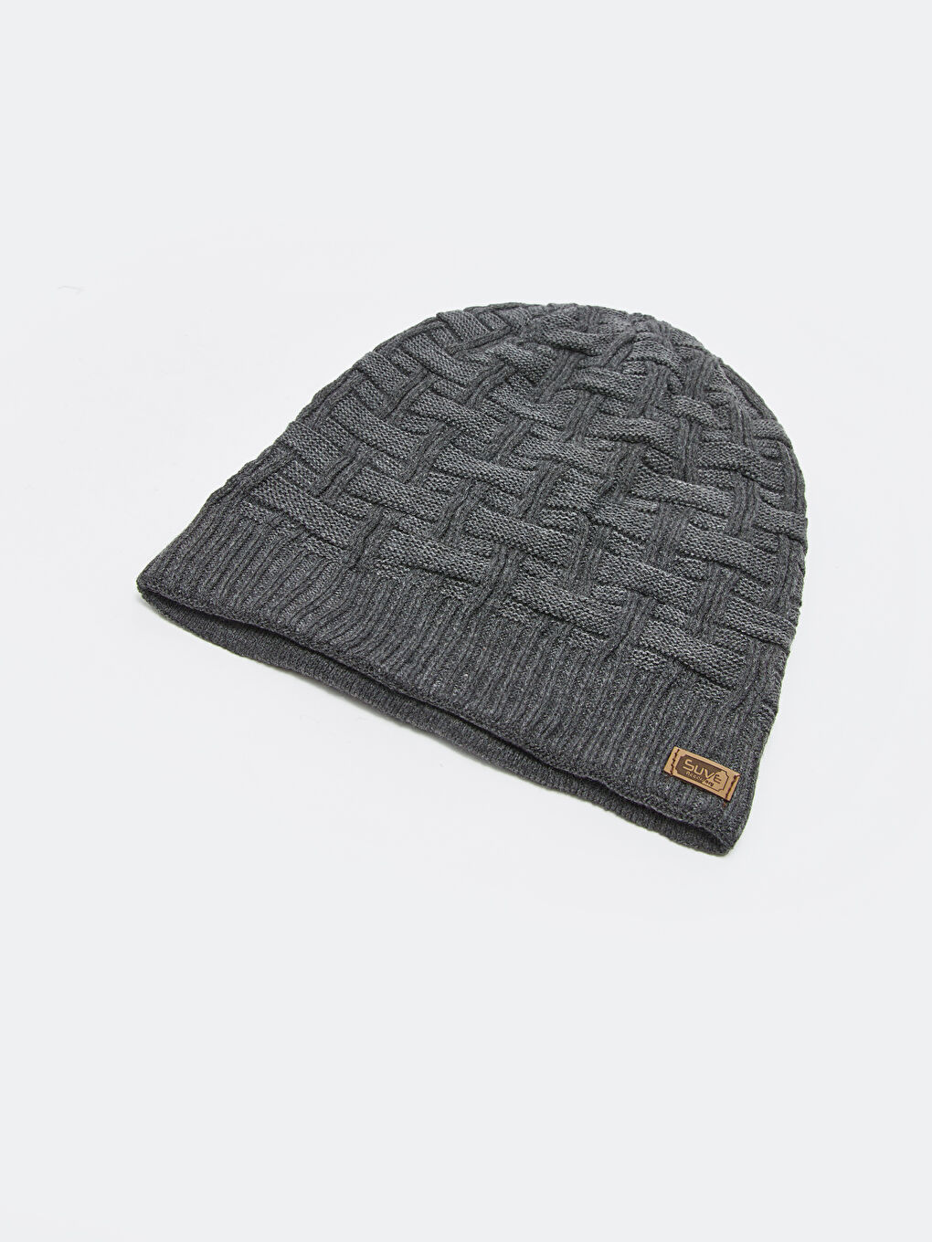 Gri Kendinden Desenli Erkek Bere-3