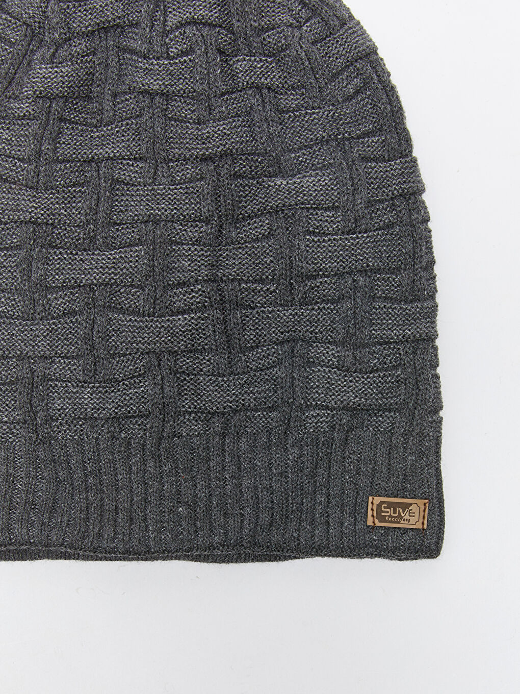 Gri Kendinden Desenli Erkek Bere-4