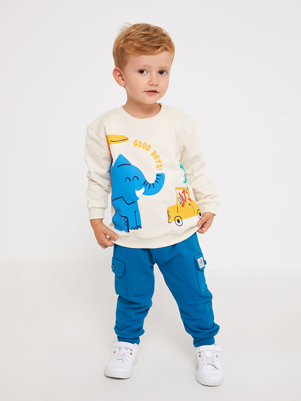 LCW baby Orta Mavi Beli Lastikli Basic Erkek Bebek Jogger Eşofman Alt