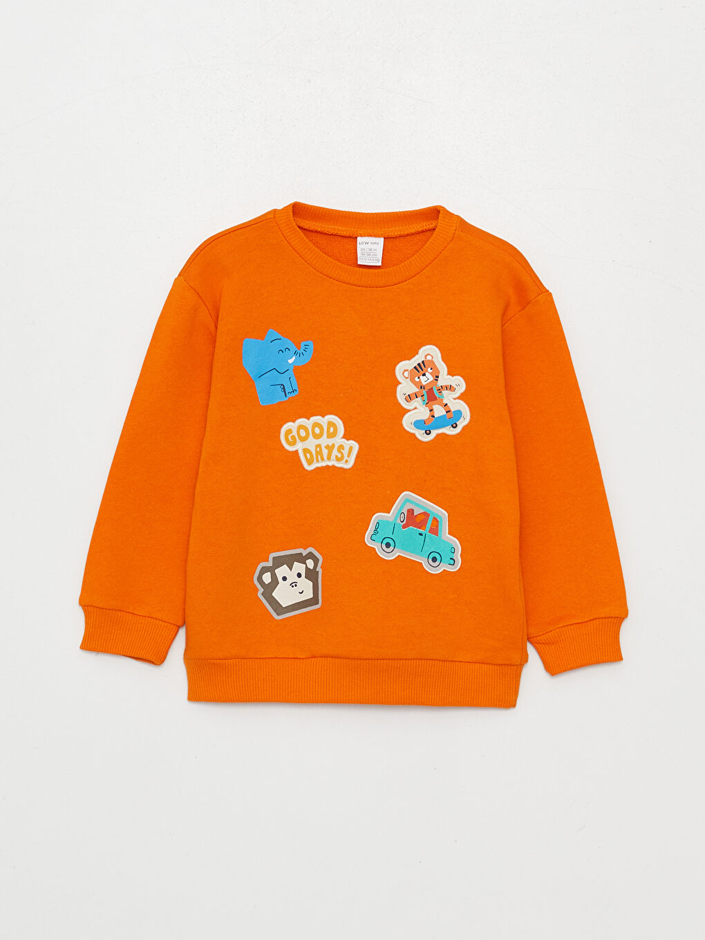 LCW baby Turuncu Bisiklet Yaka Baskılı Erkek Bebek Sweatshirt - 3