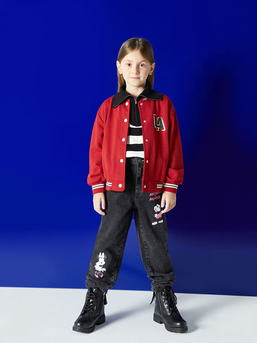 LCW Kids Jean Coupe Maman Imprimé Mickey et Minnie Mouse pour Filles -W37965Z4-SHP