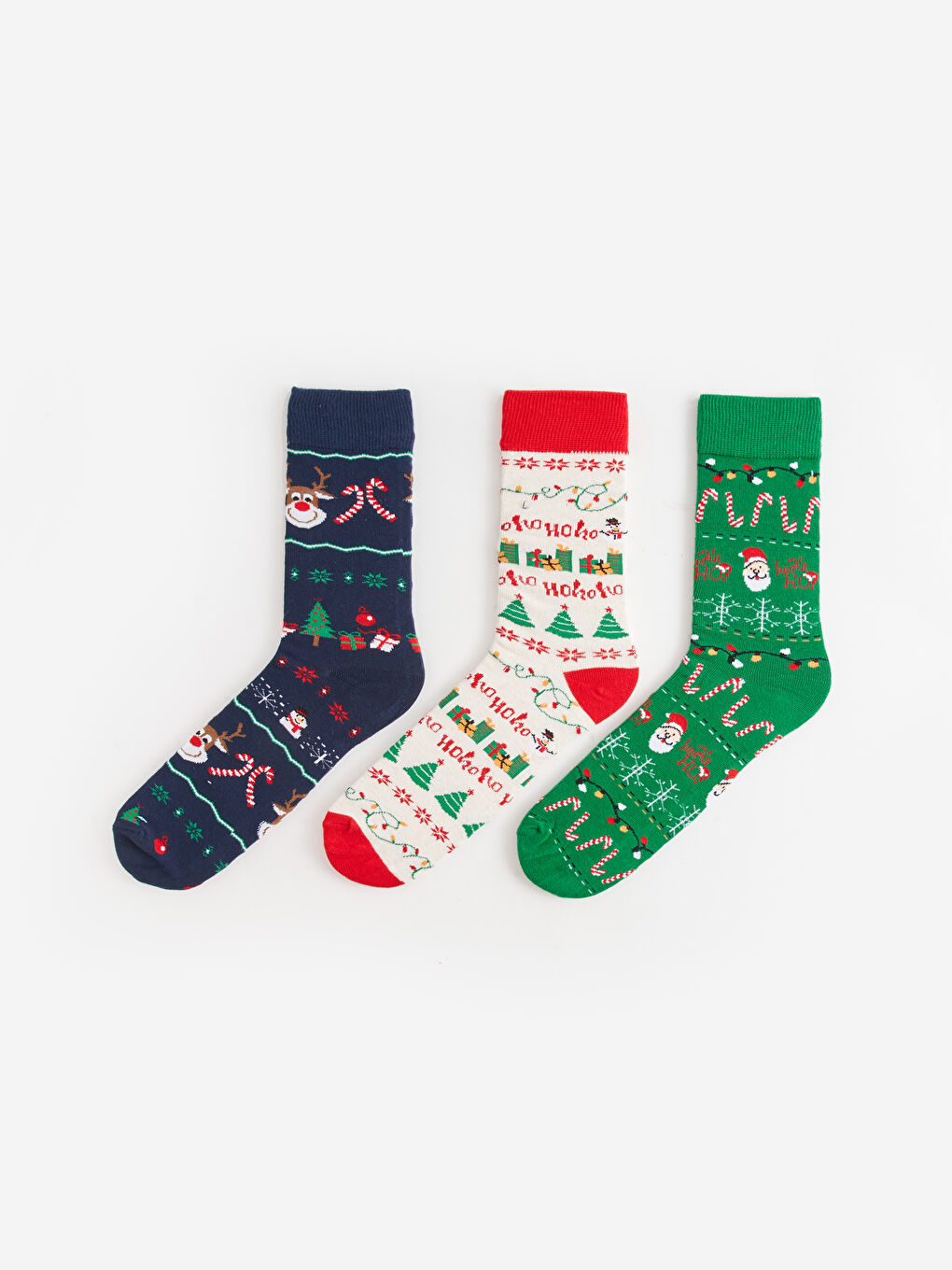 LCW ACCESSORIES Weihnachtlich gestaltete Knöchelsocken für Herren 3er-Pack -W37966Z8-K00