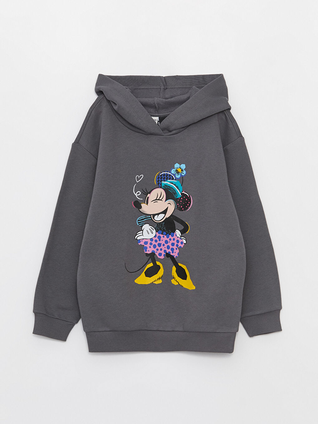 LCW Kids Gri Minnie Mouse Baskılı Kız Çocuk Hoodie ve Eşofman Altı - 1