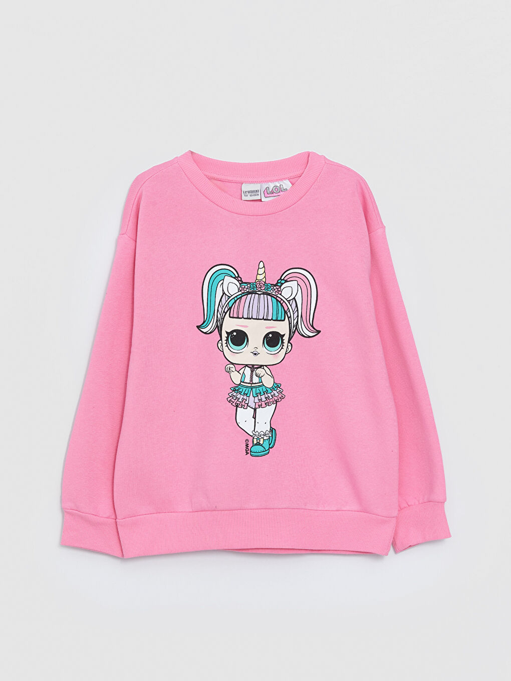 Pembe Bisiklet Yaka LOL Surprise OMG Lisanslı Uzun Kollu Kız Çocuk Sweatshirt-2