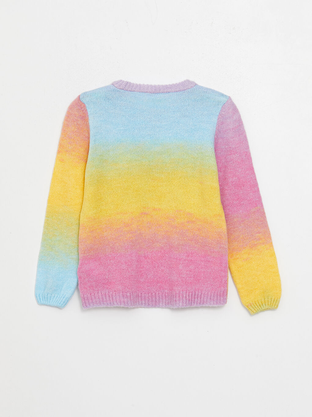 Karışık Bisiklet Yaka Desenli Uzun Kollu Kız Çocuk Triko Kazak-1