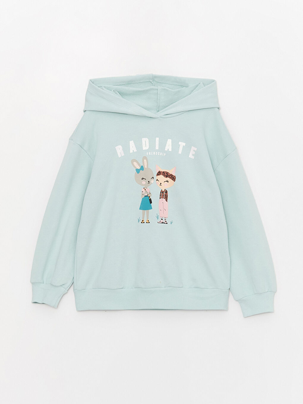 LCW Kids Pastel Yeşil Baskılı Uzun Kollu Kız Çocuk Hoodie - 2