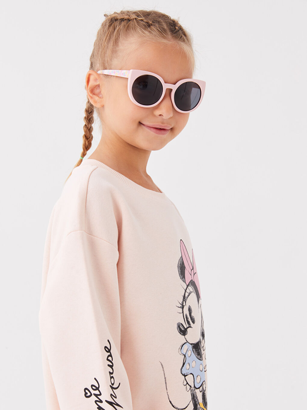 LCW Kids Pembe Bisiklet Yaka Minnie Mouse Baskılı Uzun Kollu Kız Çocuk Sweatshirt ve Tayt - 2