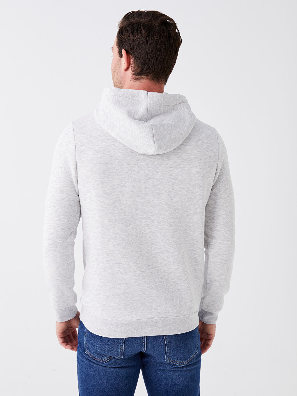 LCWAIKIKI Classic Taş Rengi Melanj Uzun Kollu Baskılı Erkek Hoodie - 4