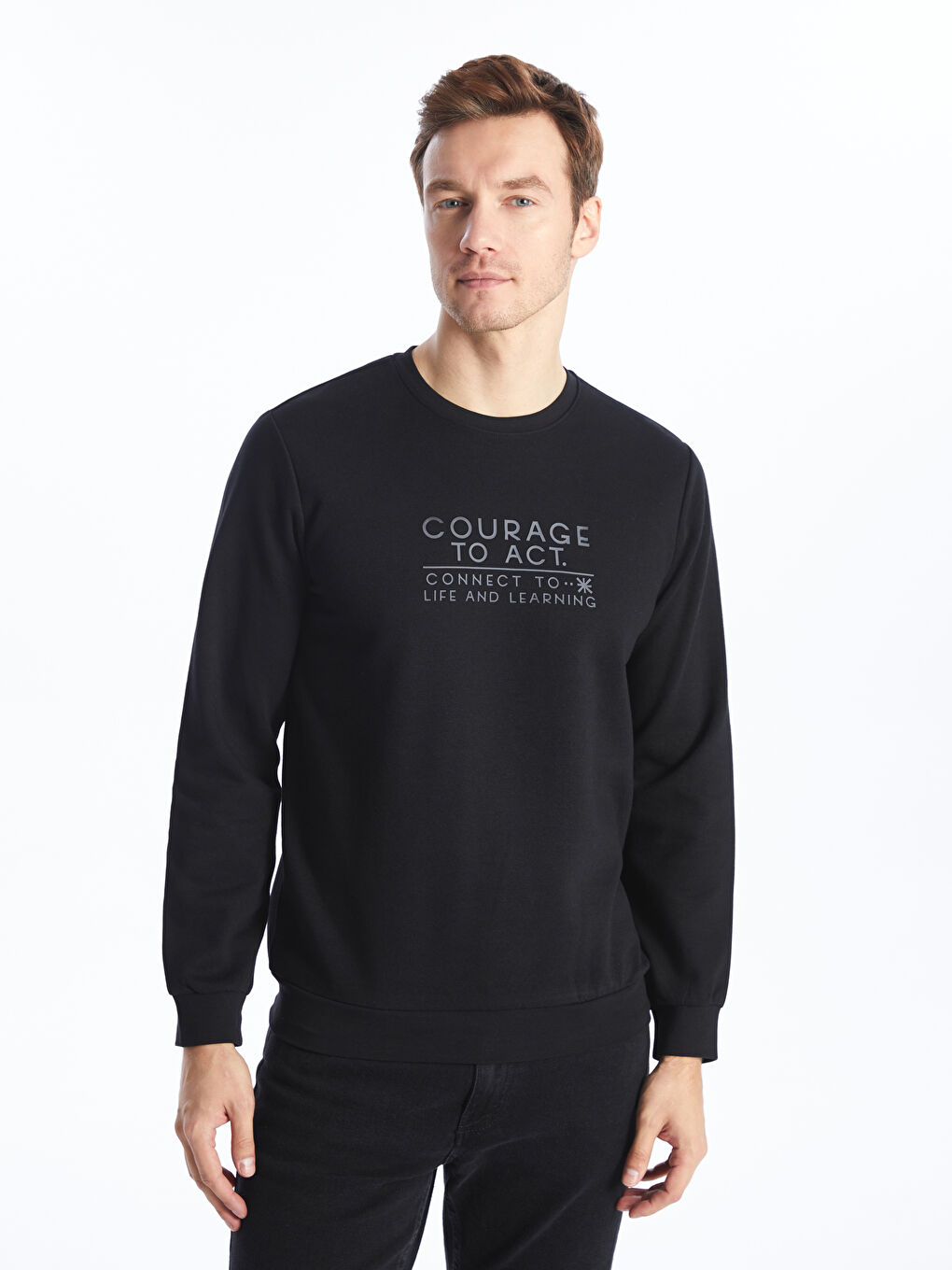 Crew Neck Printed Men's Thick Sweatshirt-1