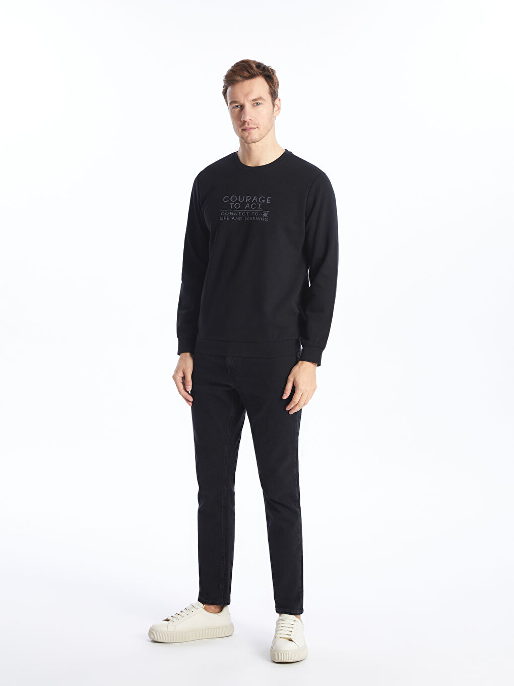 Crew Neck Printed Men's Thick Sweatshirt-2