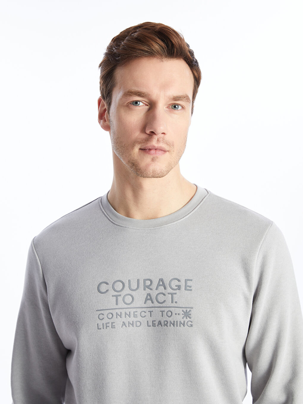 Crew Neck Printed Men's Thick Sweatshirt-2