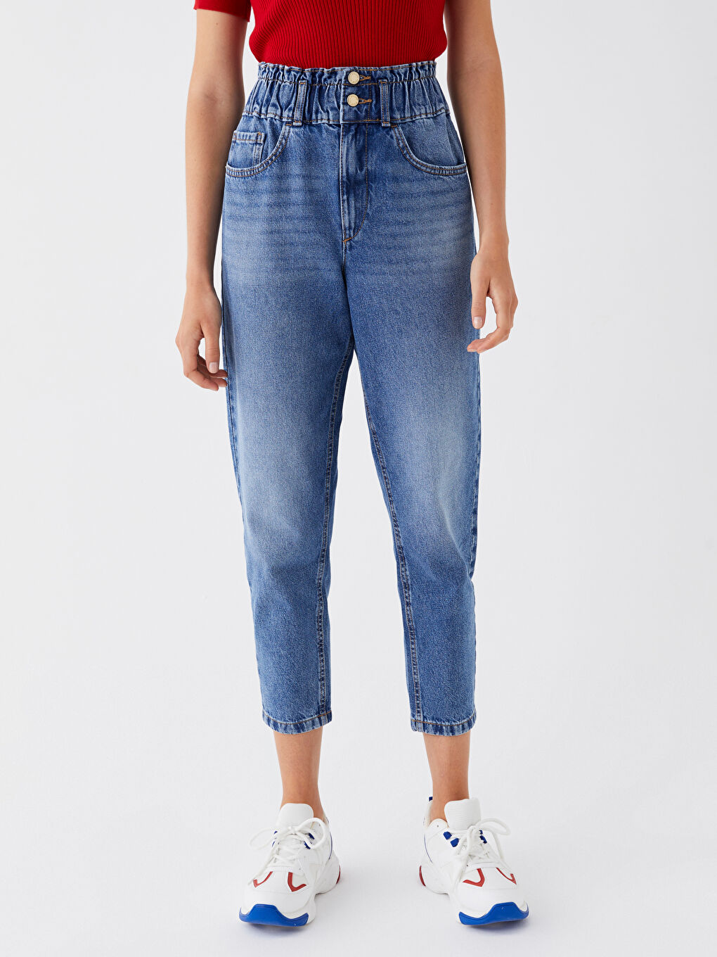 Blugi Slouchy cu Talie Înaltă pentru Femei-1