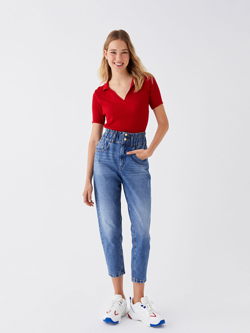 Blugi Slouchy cu Talie Înaltă pentru Femei-2