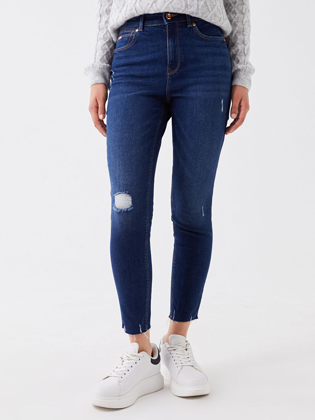 LCW Jeans Jupiter High Waist Super Skinny Ripped Detailed Women's Jean Pants -W38082Z8-309