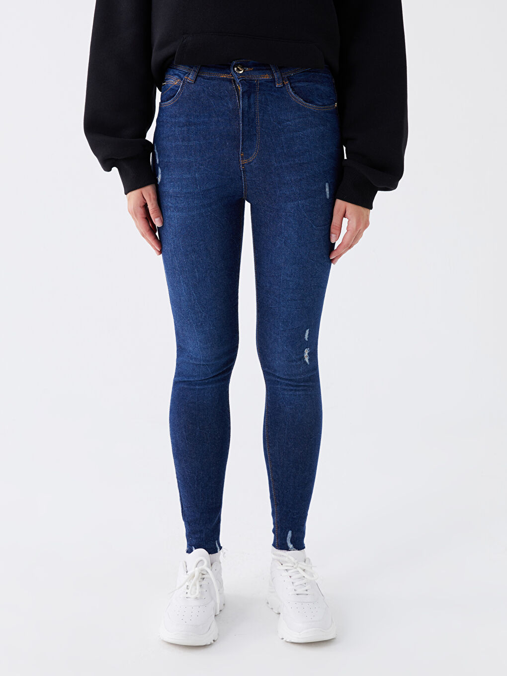 LCW Jeans Koyu Rodeo Yüksek Bel Jüpiter Süper Skinny Fit Kadın Jean Pantolon - 2