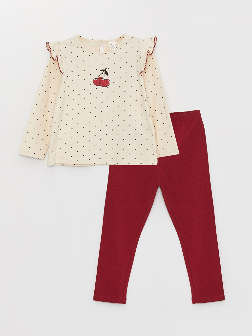 сәби қыздарға арналған дөңгелек жағалы ұзын жең футболка мен легинс 2 данадан тұратын жинақ